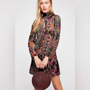 Free People Multicolor Paisley Long Sleeve Dress